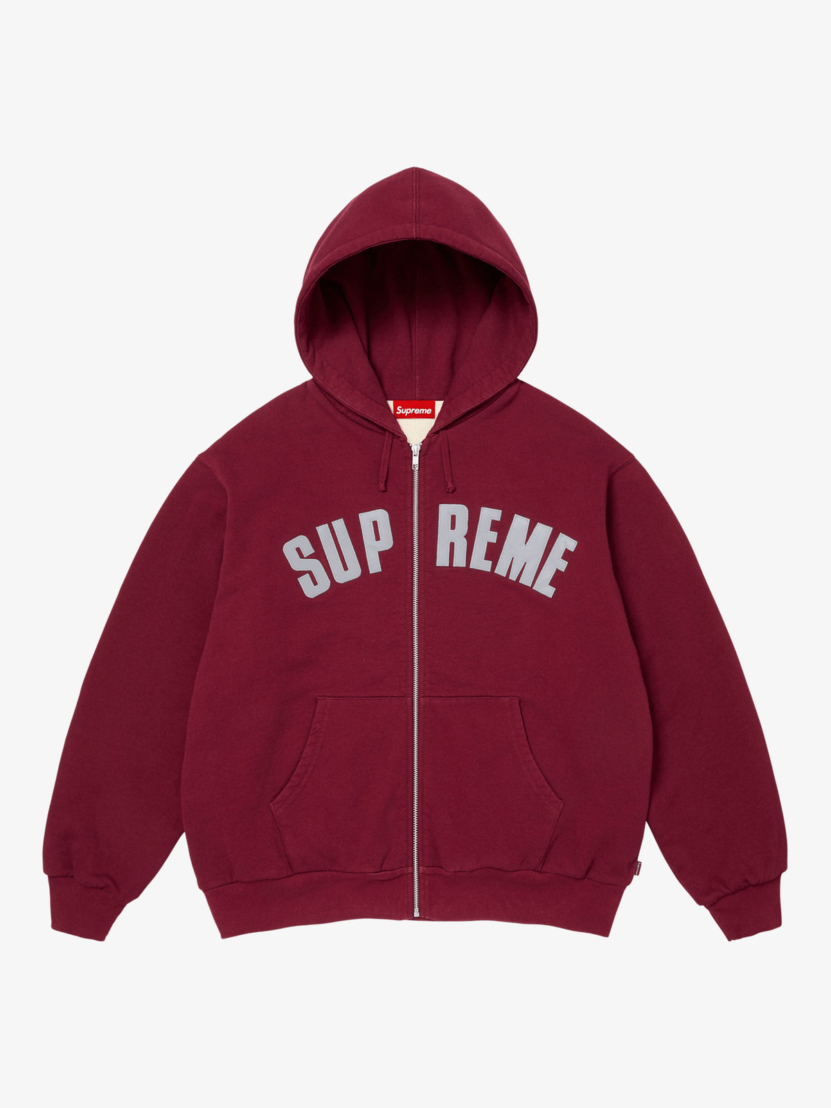 Supreme Arc Thermal Lined Zip Up Hooded Sweatshirt (FW26) 'Cardinal' – front