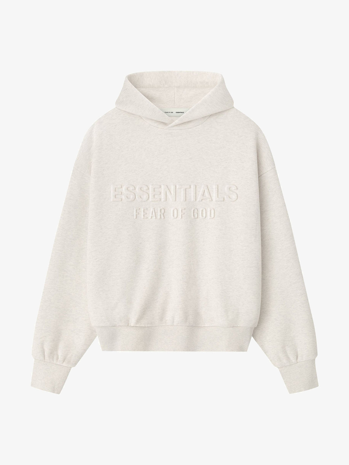 Fear of God Essentials Embossed Essentials Classic Hoodie 'Oatmeal Heather' – front