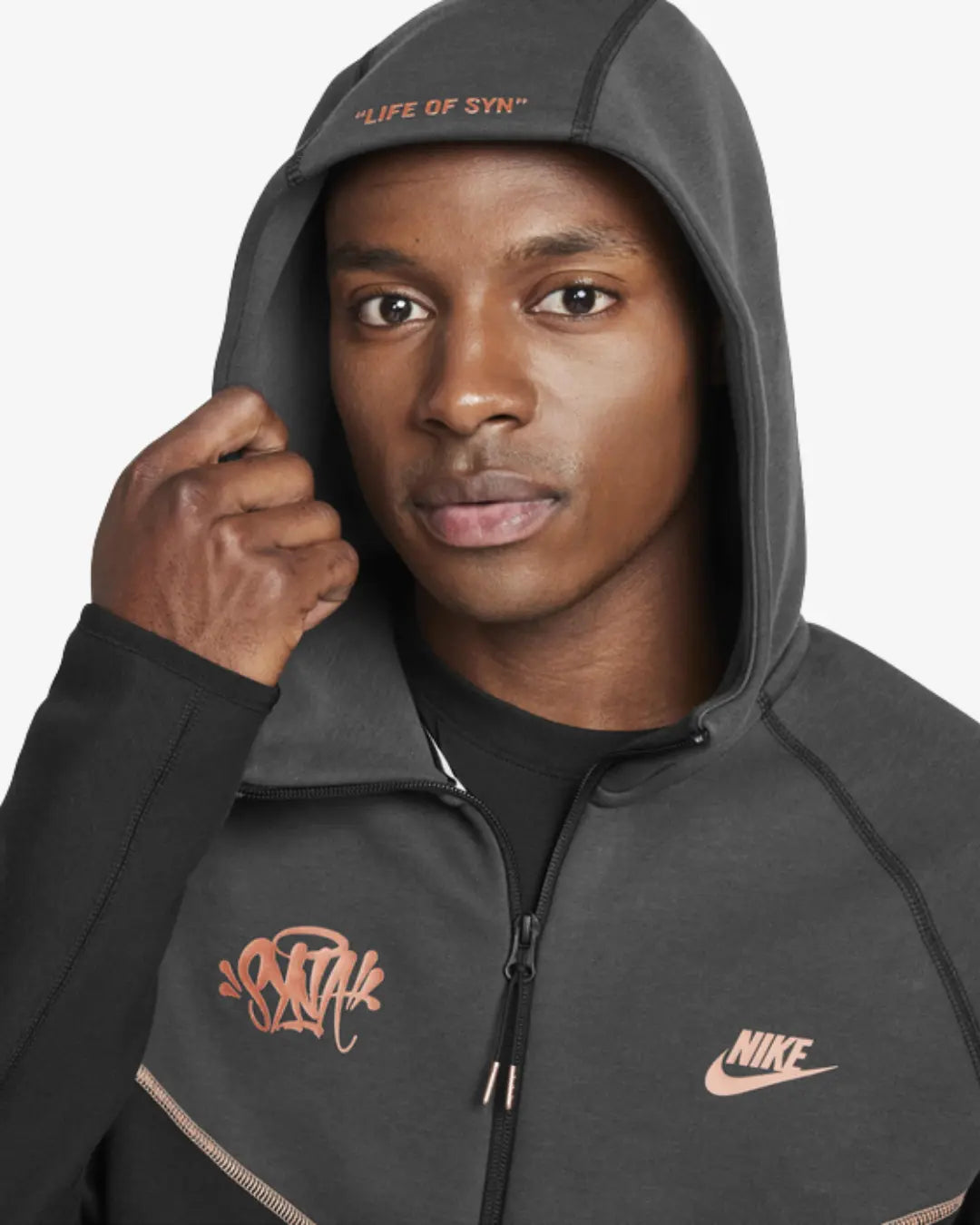 Nike Sportswear Tech Fleece x Central Cee Full Zip Hoodie Black/Metallic Red Bronze Basement