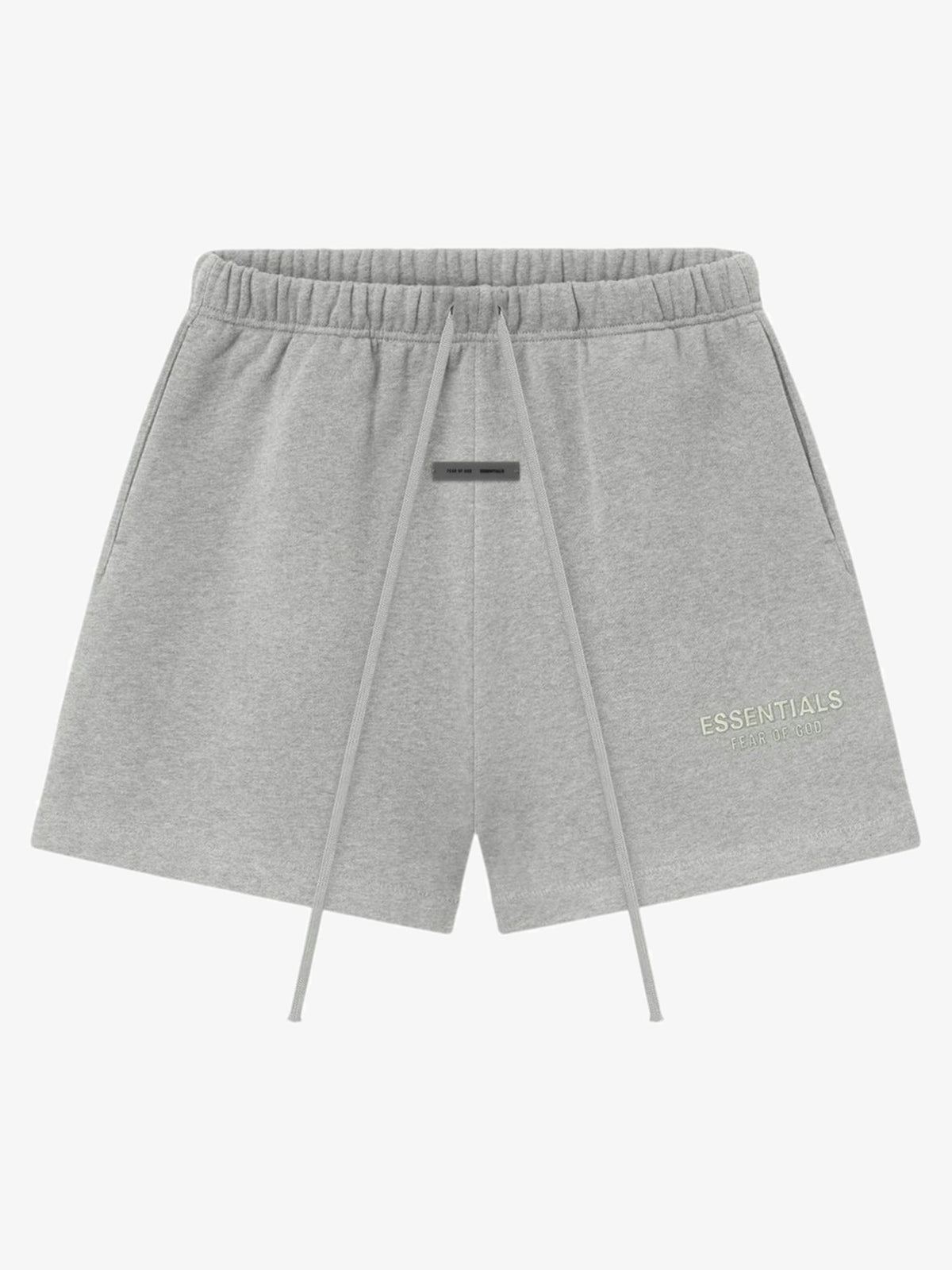 Fear of God Essentials Classic Fleece Sweatshort 'Concrete Heather' – front, flat lay