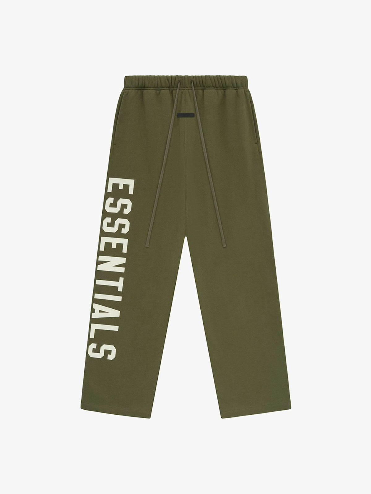 Fear of God Essentials Fleece Relaxed Sweatpant 'Military' β front, flat lay