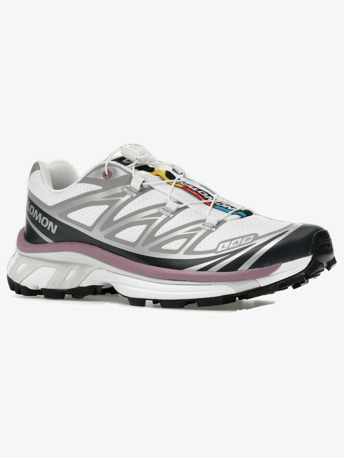 Salomon XT-6 'White Black Dusky Orchid' β front three-quarter
