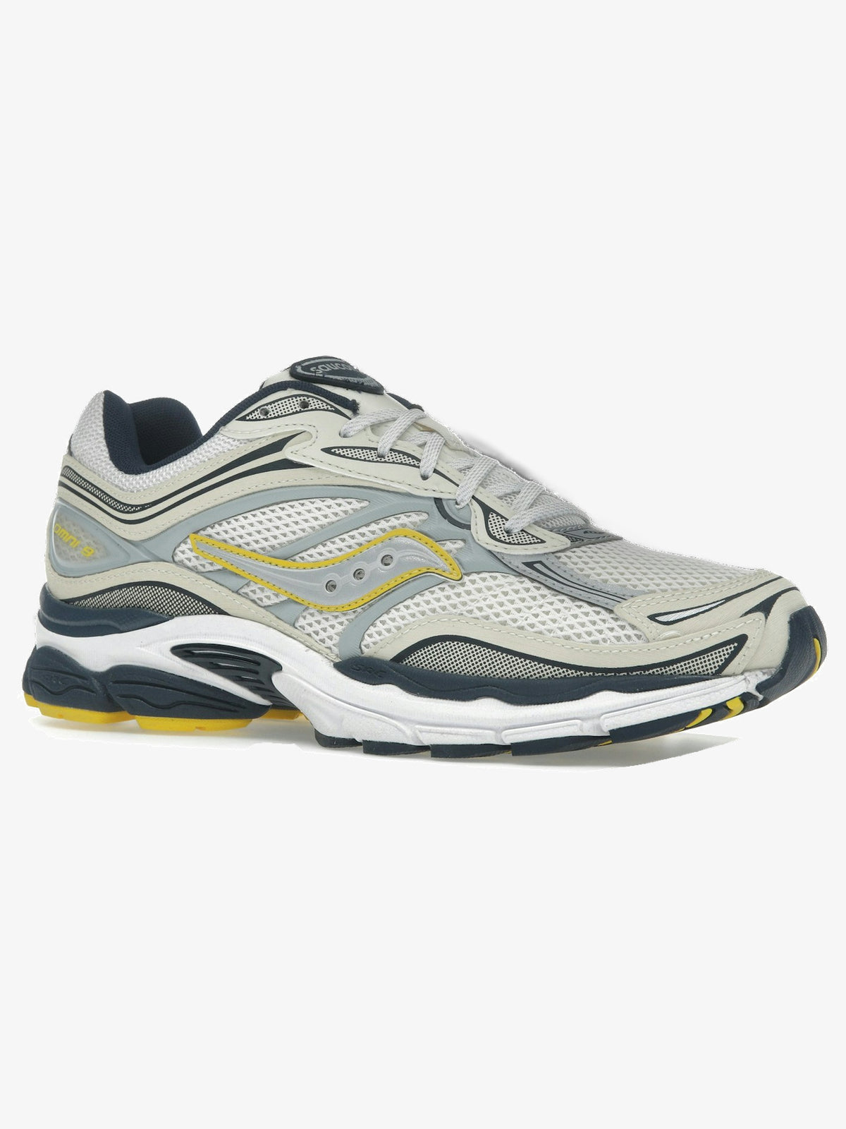 Saucony ProGrid Omni 9 'Fabricated Future Pack White Yellow' β front three-quarter
