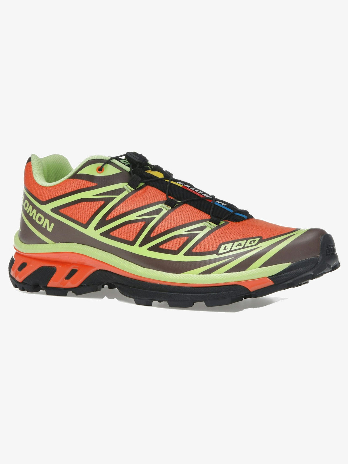 Salomon XT-6 'Red Orange Sharp Green' β front three-quarter