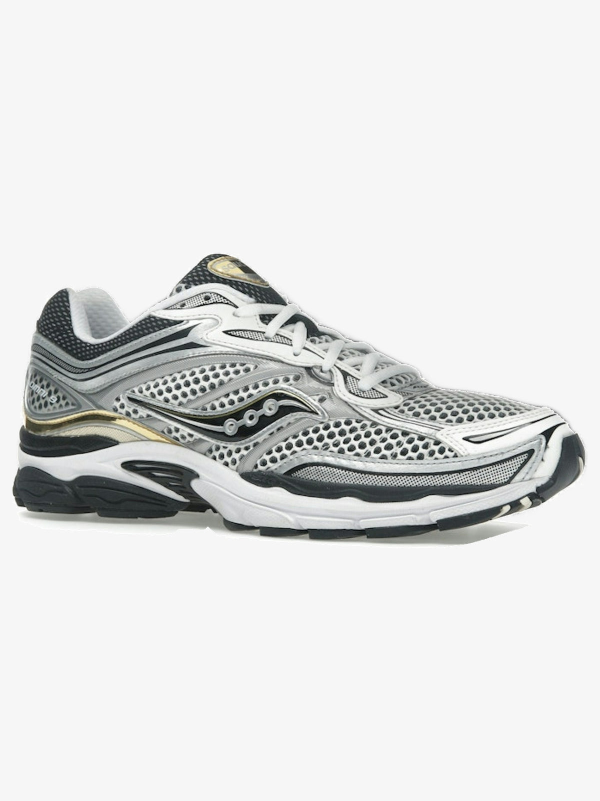 Saucony ProGrid Omni 9 'Silver Gold' β front three-quarter