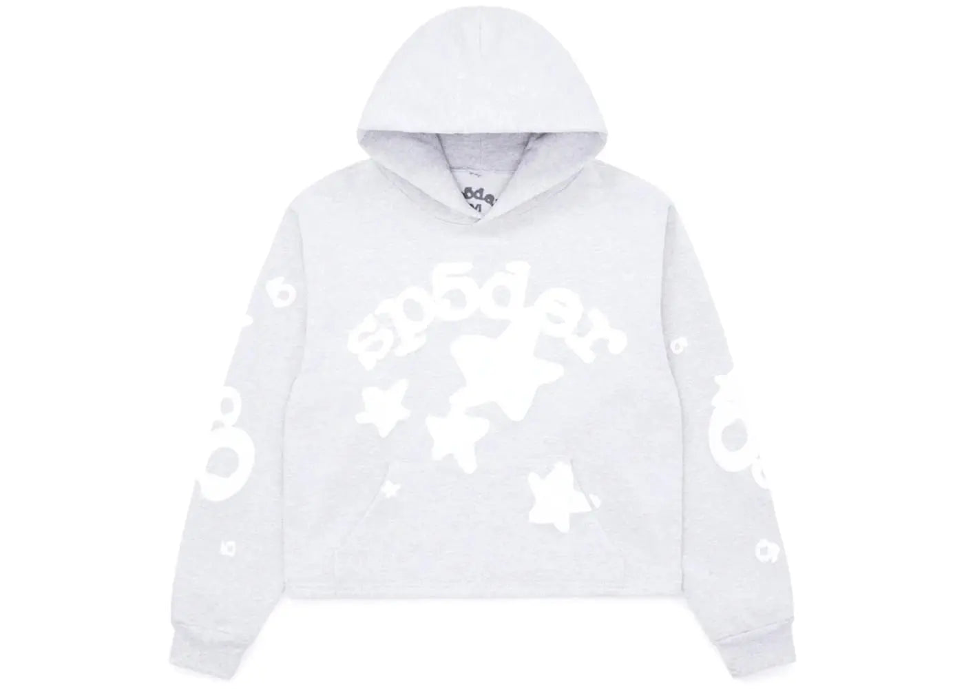 Sp5der Womens Cropped Beluga Hoodie Heather Grey Basement