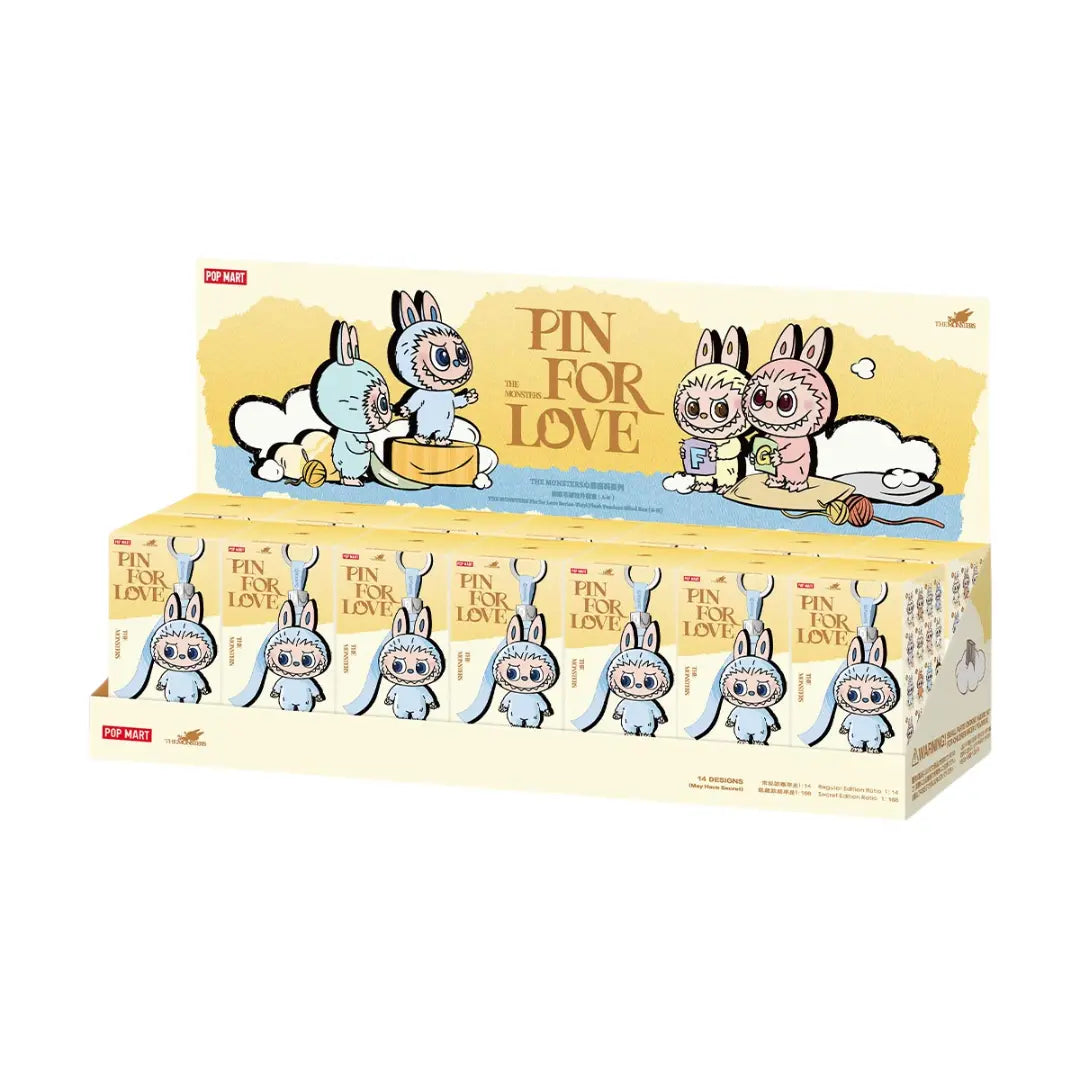 Pop Mart Labubu The Monsters Pin for Love Series Vinyl Plush Pendant (A-M) Sealed Case (14 Blind Box) Basement