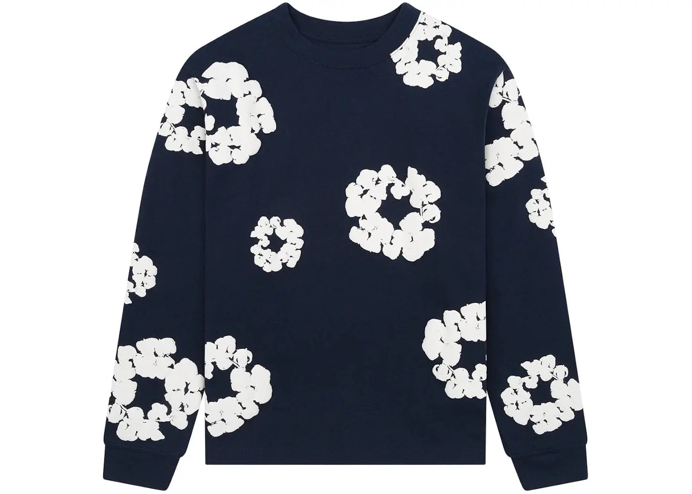 Denim Tears Long Sleeve Cotton Wreath T-shirt Navy Basement