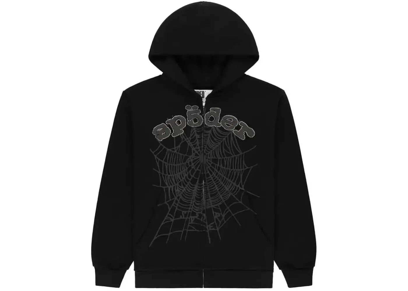 Sp5der OG Web V2 Rhinestone Zip Up Black Basement