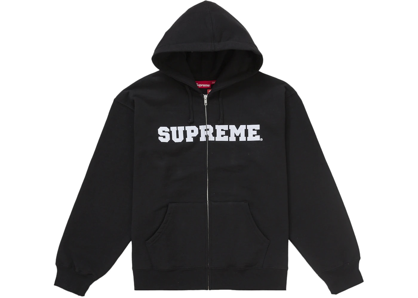 Supreme Collegiate Applique Zip Up Hooded Sweatshirt Black Basement