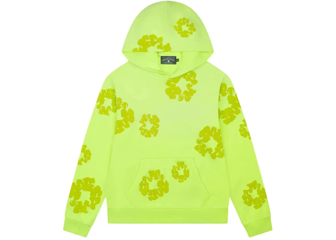Denim Tears Mono Cotton Wreath Hoodie Neon Green Basement