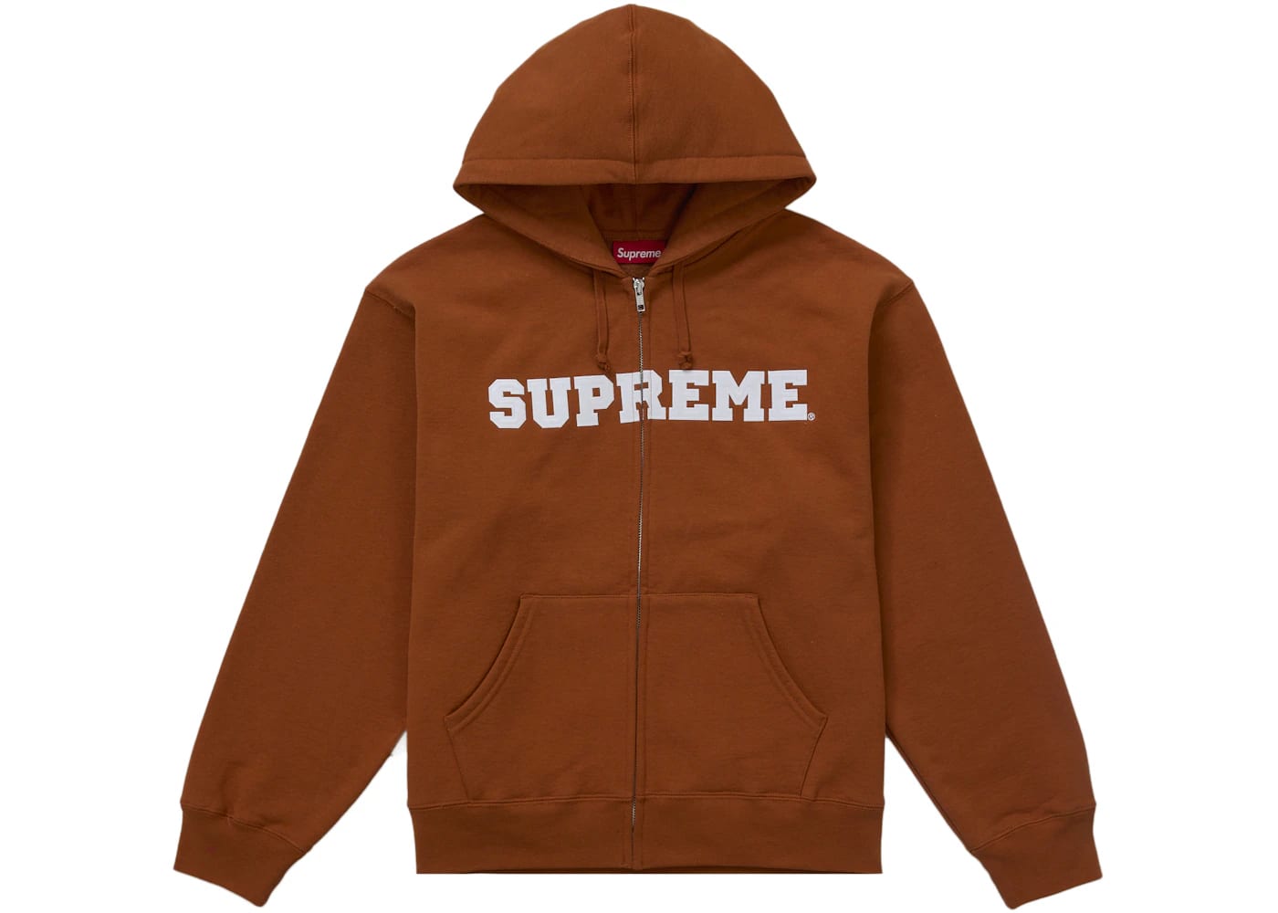 Supreme Collegiate Applique Zip Up Hooded Sweatshirt Rust Basement