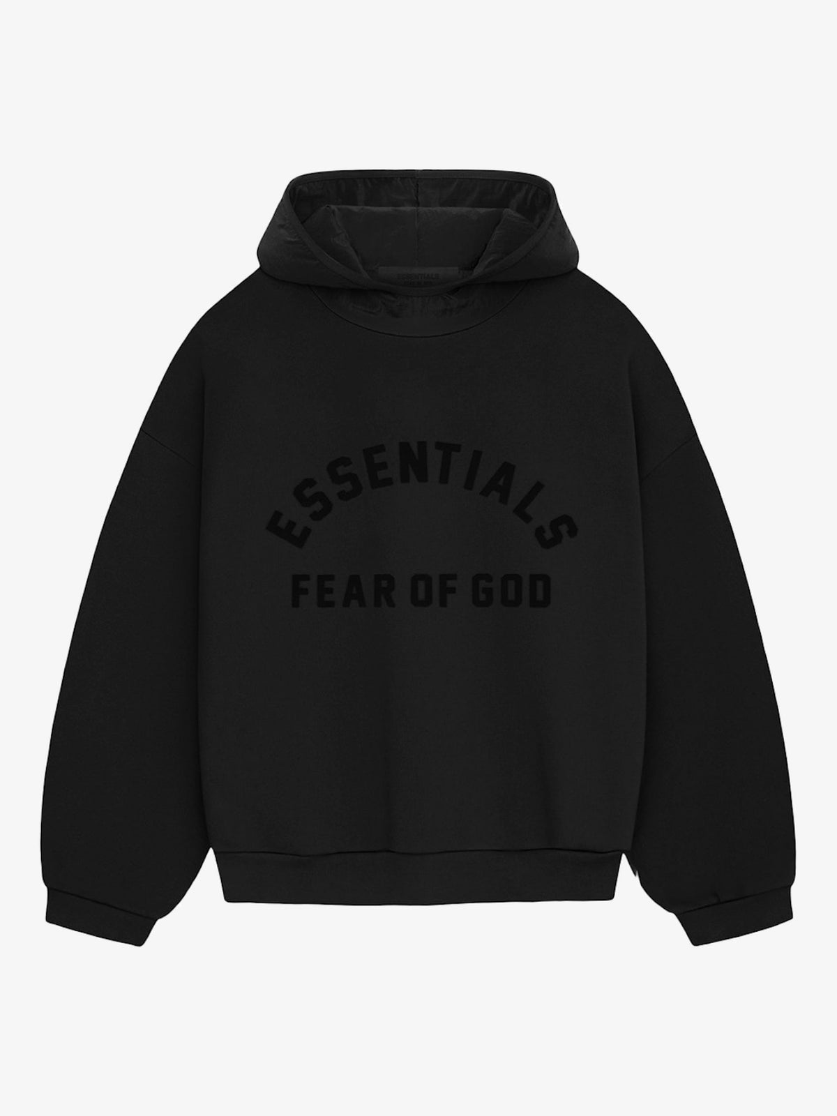 Fear of God Essentials Nylon Fleece Hoodie 'Jet Black/Jet Black' – front