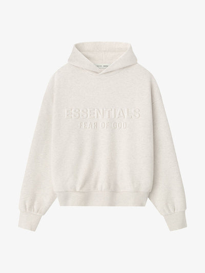 Fear of God Essentials Embossed Essentials Classic Hoodie 'Oatmeal Heather' – front