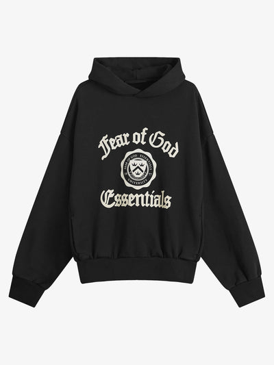 Fear of God Essentials Heavy Fleece Vintage Shrunken Hoodie 'Black' – front