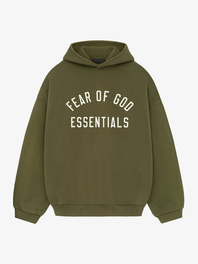 Fear of God Essentials Fleece Hoodie 'Military' – front