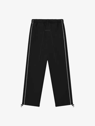Fear of God Essentials Relaxed Fleece Piping Sweatpant 'Jet Black/Cloud White' – front