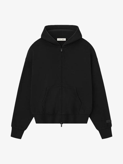 Fear of God Essentials Classic Fleece Zip-Up Hoodie 'Jet Black' – front