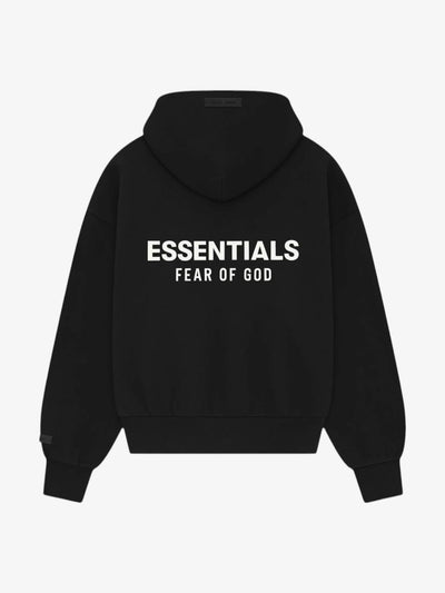 Fear of God Essentials Classic Full Zip-Up Hoodie 'Jet Black' – back