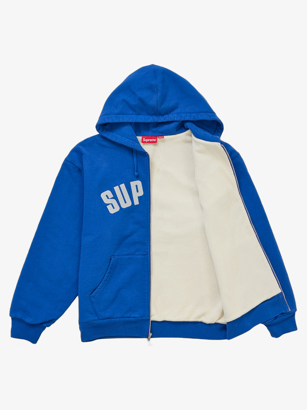 Supreme Arc Thermal Lined Zip Up Hooded Sweatshirt (FW26) 'Royal' – open
