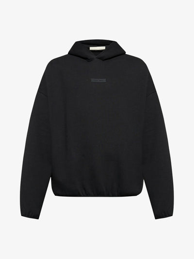 Fear of God Essentials Modern Fleece Hoodie 'Jet Black' – front three-quarter