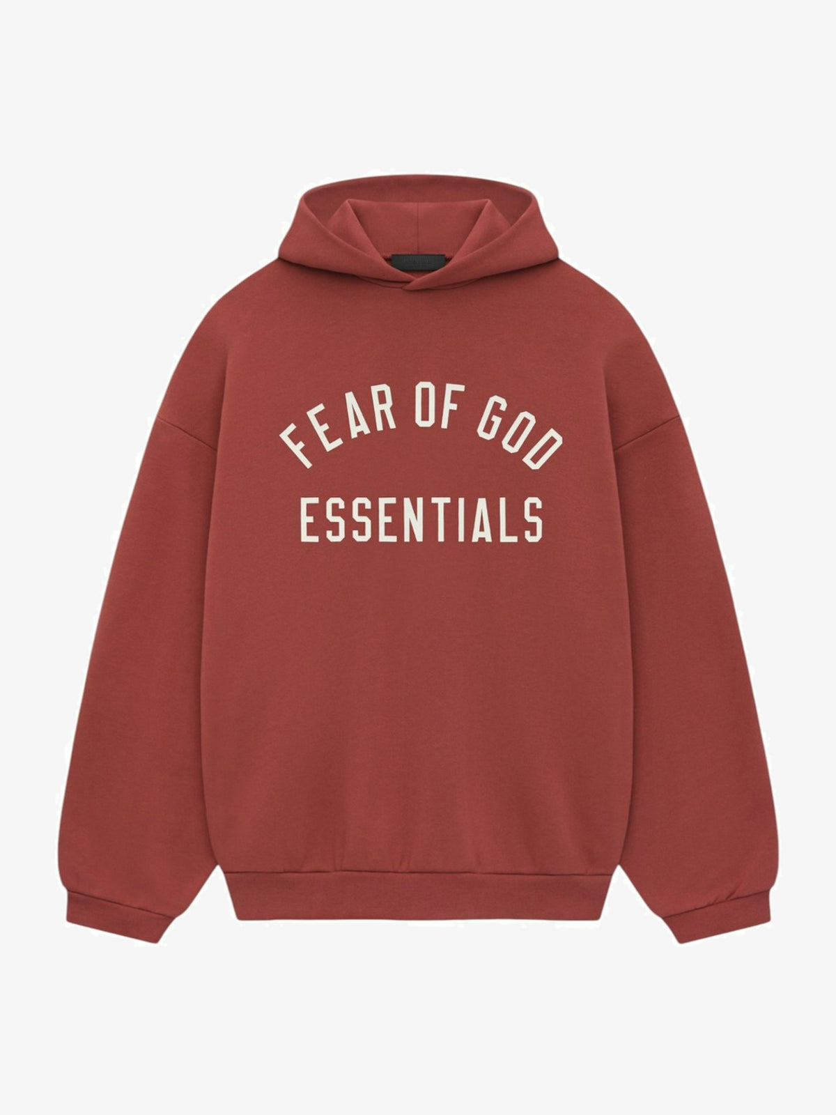 Fear of God Essentials Fleece Hoodie 'Crimson' – front three-quarter