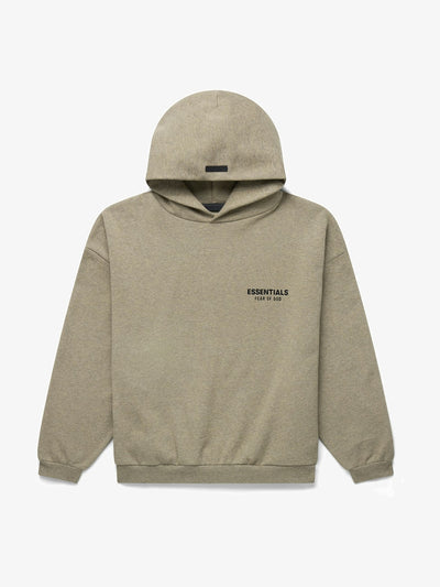 Fear of God Essentials Fleece Hoodie (FW24) 'Heather Gray' – front three-quarter