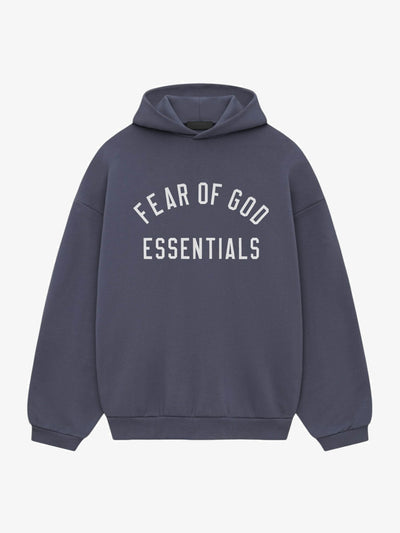 Fear of God Essentials Fleece Hoodie 'Marine' – front three-quarter