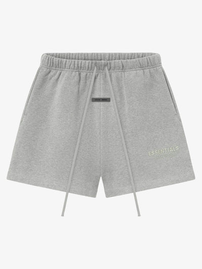 Fear of God Essentials Classic Fleece Sweatshort 'Concrete Heather' – front, flat lay