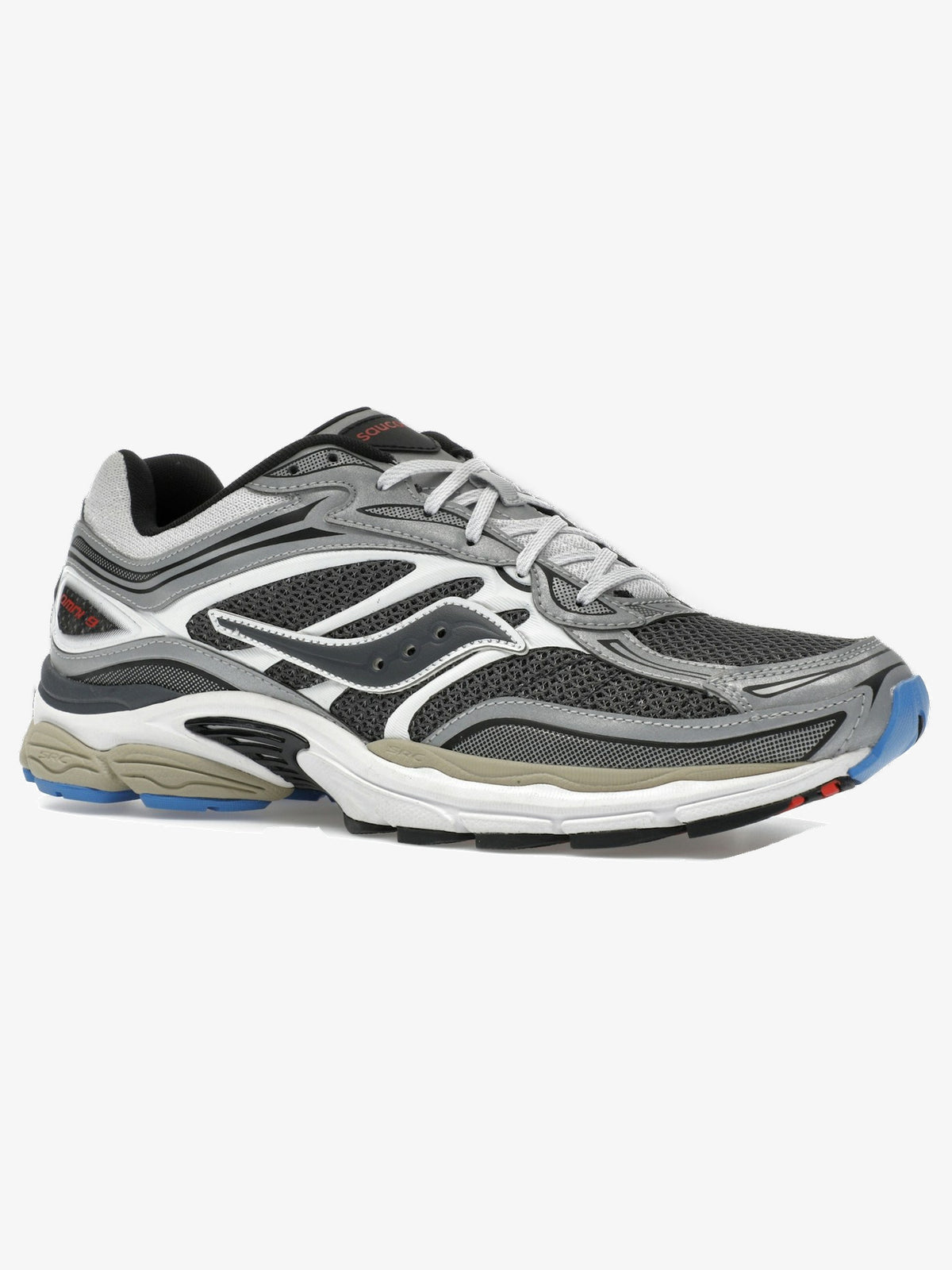 Saucony ProGrid Omni 9 'Metallic Grey Silver' – front three-quarter