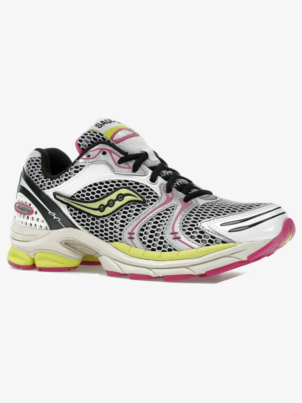 Saucony ProGrid Triumph 4 'White Fluo Pink' – front three-quarter