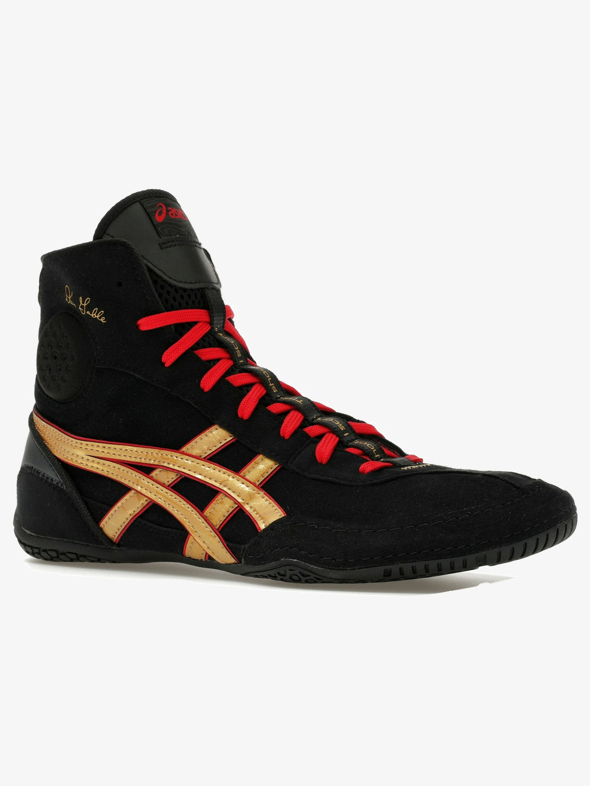 ASICS Dan Gable Evo 3 'Black Pure Gold' – front three-quarter