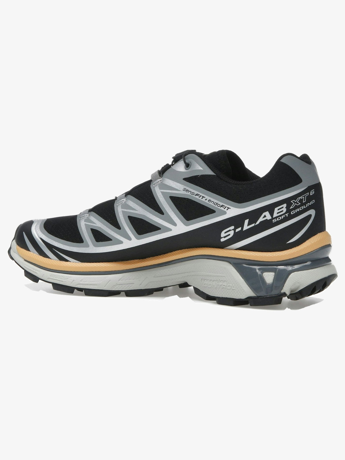 Salomon XT-6 'Black Footwear Silver Warm Apricot' – rear three-quarter