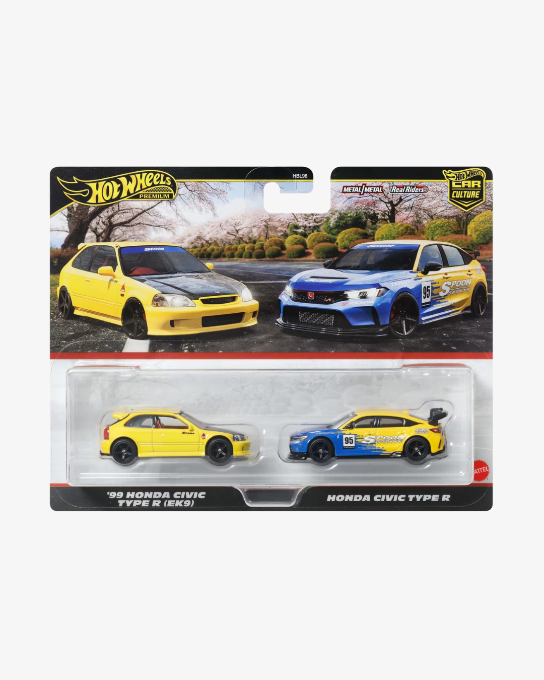 Hot Wheels Premium Car Culture 2 Pack 99 Honda Civic Type R EK9 & Spoon FL5